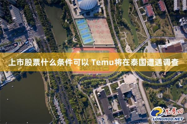 上市股票什么条件可以 Temu将在泰国遭遇调查