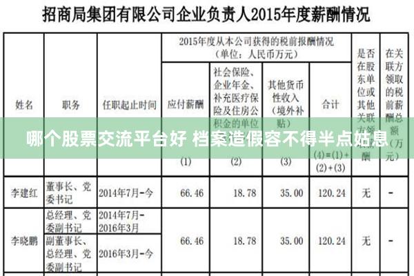 哪个股票交流平台好 档案造假容不得半点姑息