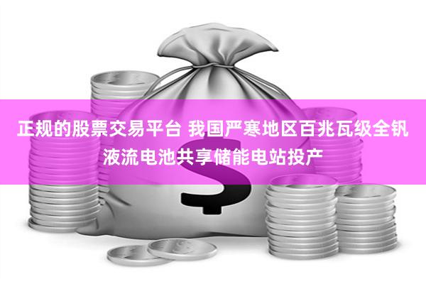 正规的股票交易平台 我国严寒地区百兆瓦级全钒液流电池共享储能电站投产